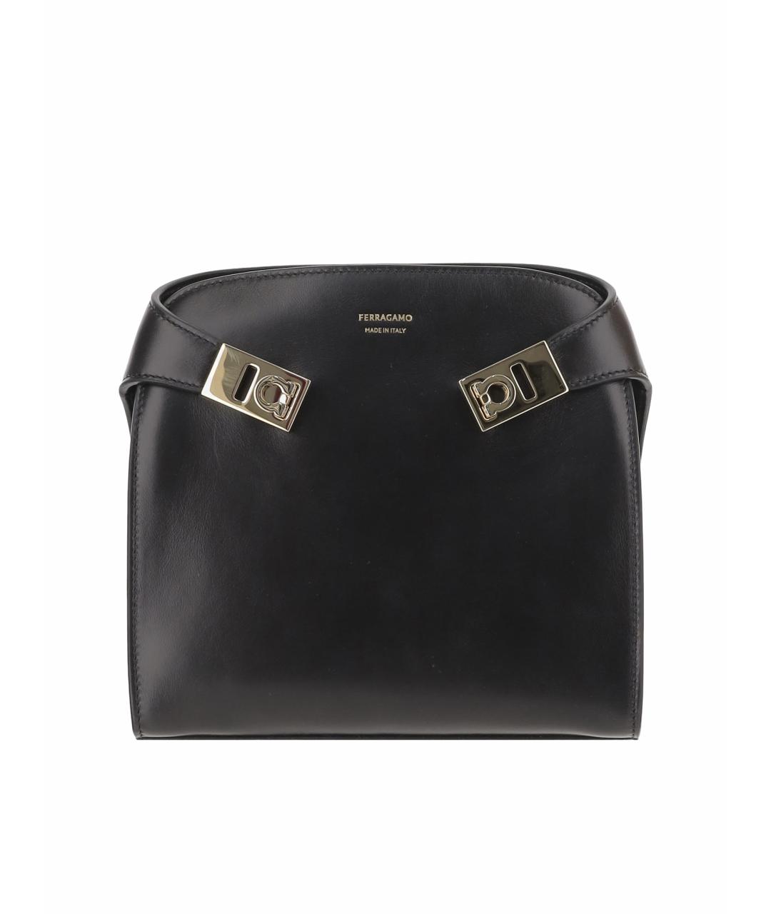 FERRAGAMO Черная кожаная сумка тоут, фото 1
