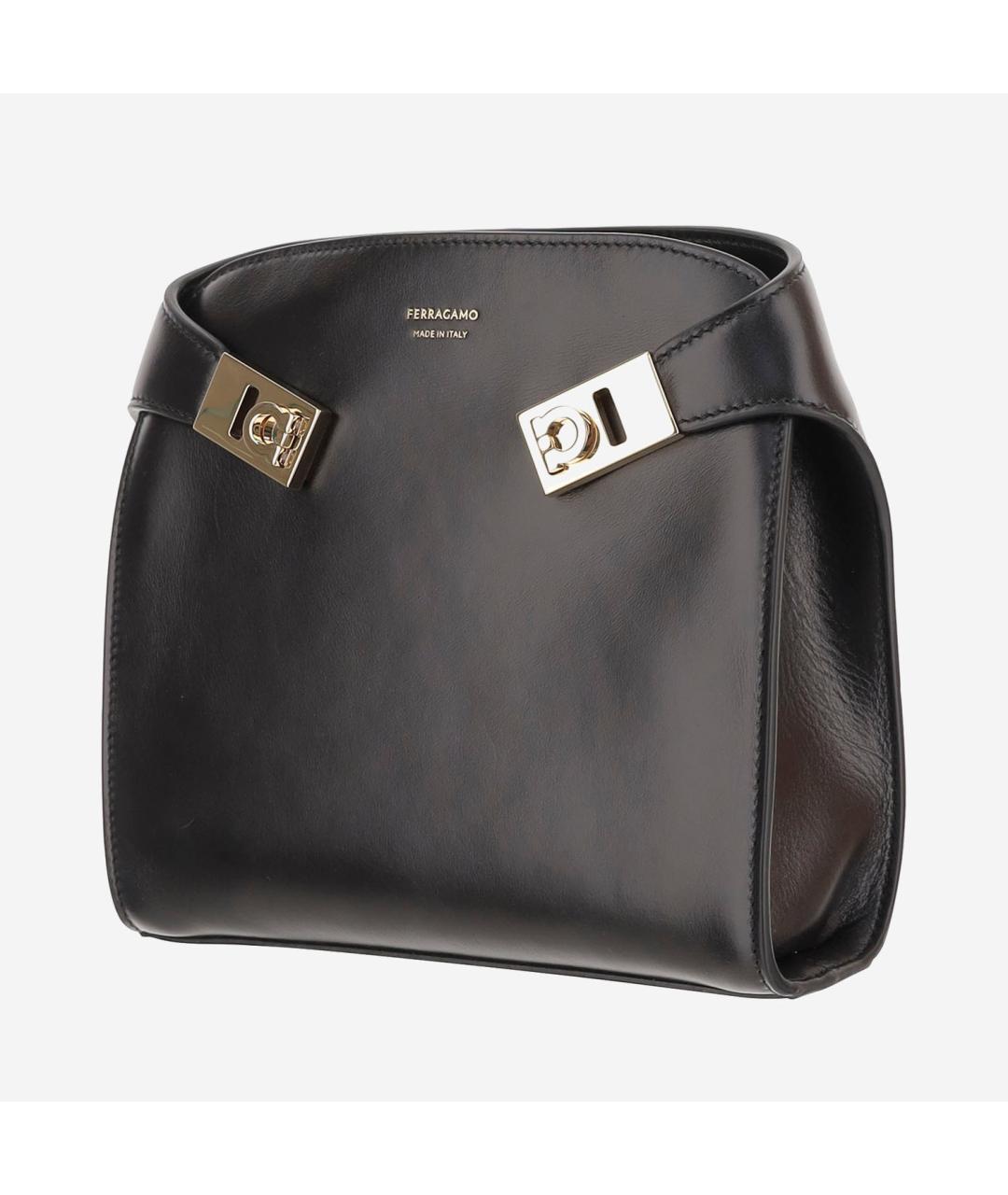FERRAGAMO Черная кожаная сумка тоут, фото 2