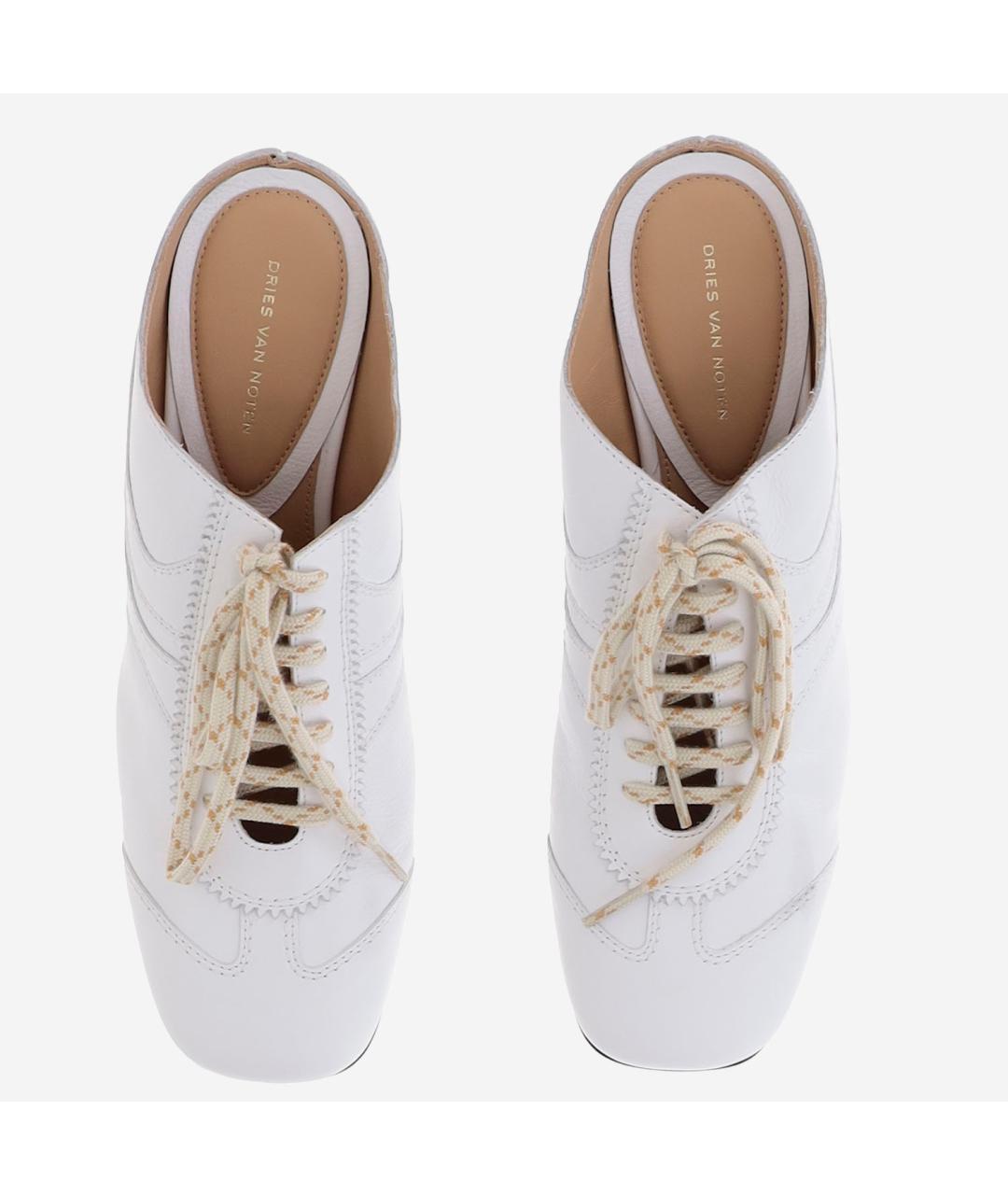 DRIES VAN NOTEN Белые кожаные мюли, фото 2