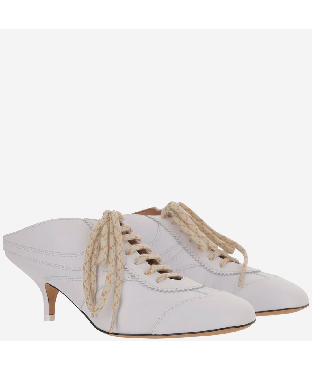 DRIES VAN NOTEN Белые кожаные мюли, фото 3