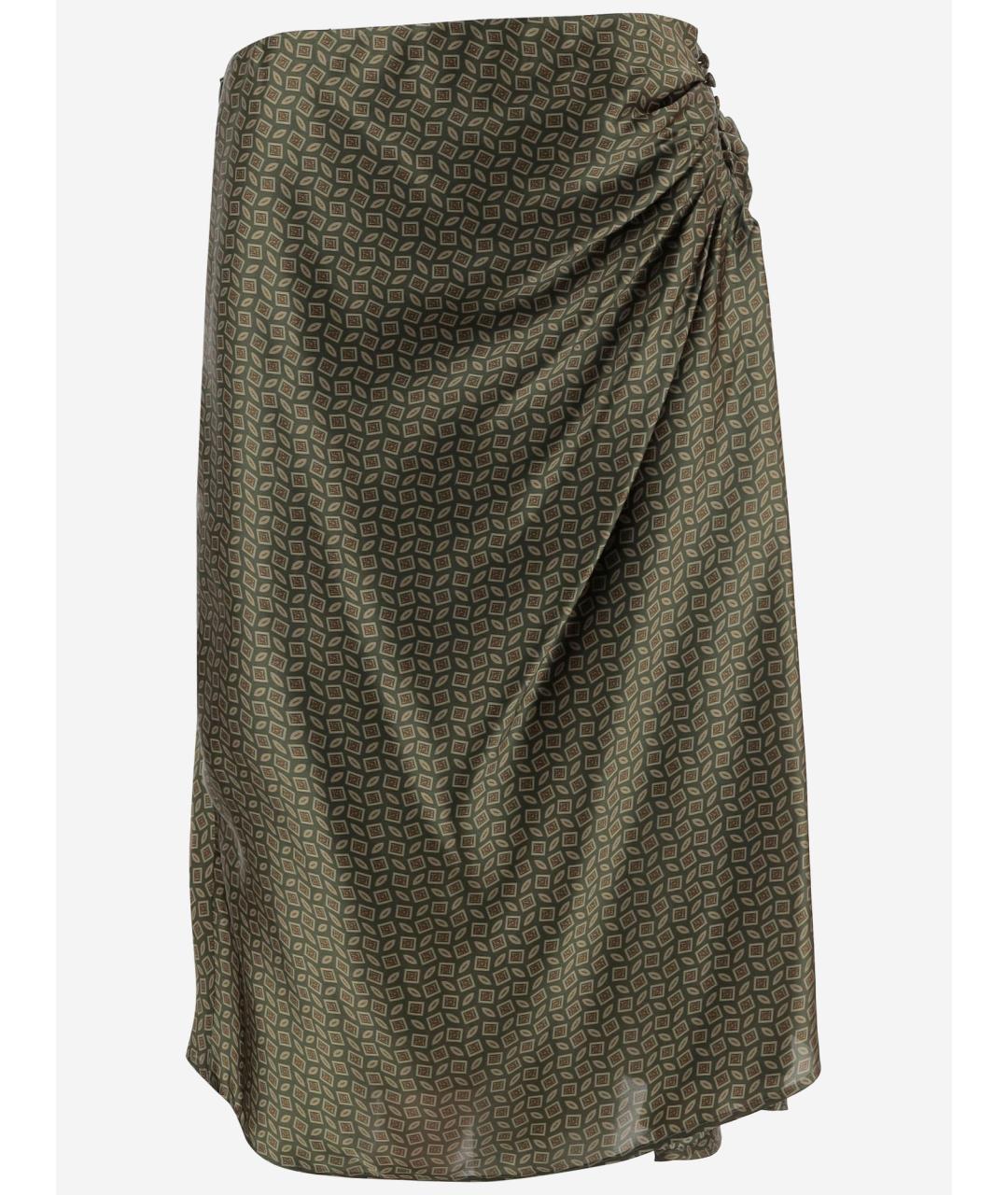 DRIES VAN NOTEN Хаки шелковая юбка миди, фото 5