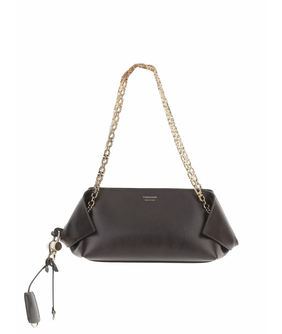 FERRAGAMO Коричневая кожаная сумка через плечо, фото 1