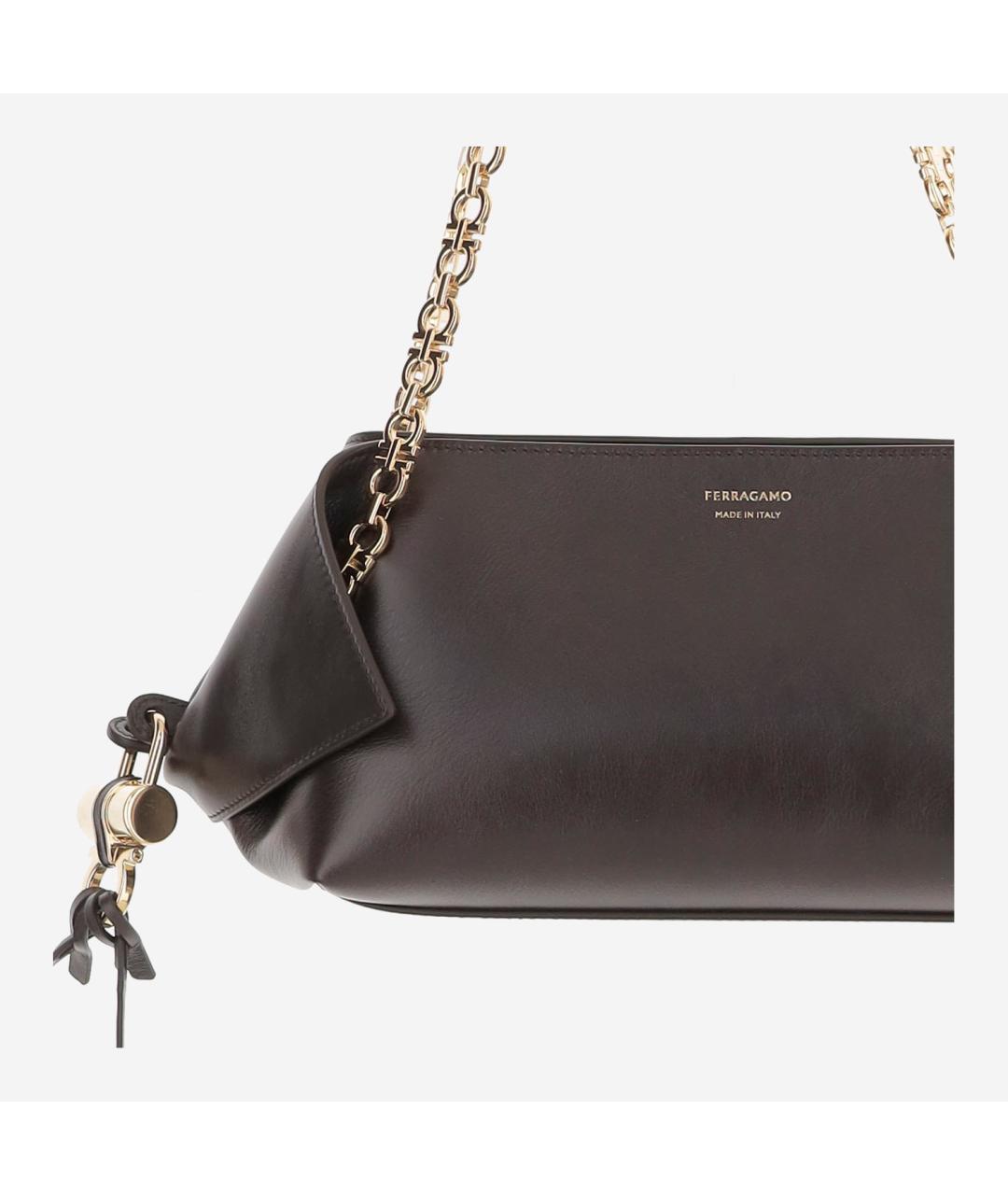 FERRAGAMO Коричневая кожаная сумка через плечо, фото 4