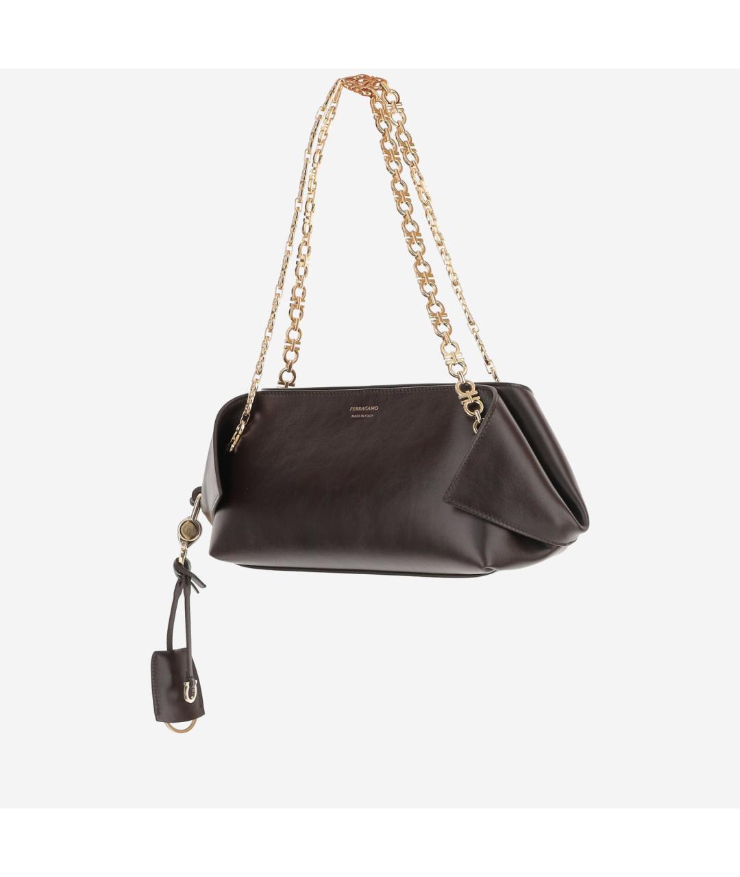 FERRAGAMO Коричневая кожаная сумка через плечо, фото 2