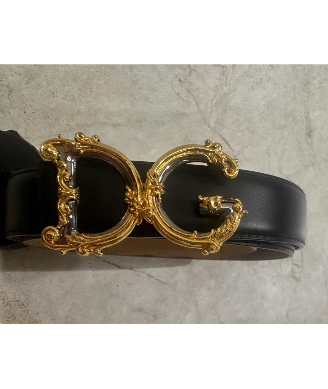 DOLCE&GABBANA Черный кожаный ремень, фото 2