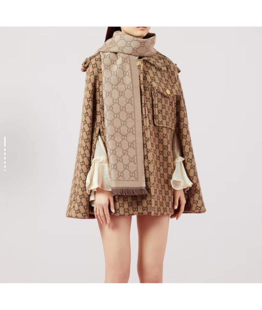 GUCCI Коричневый шарф, фото 5