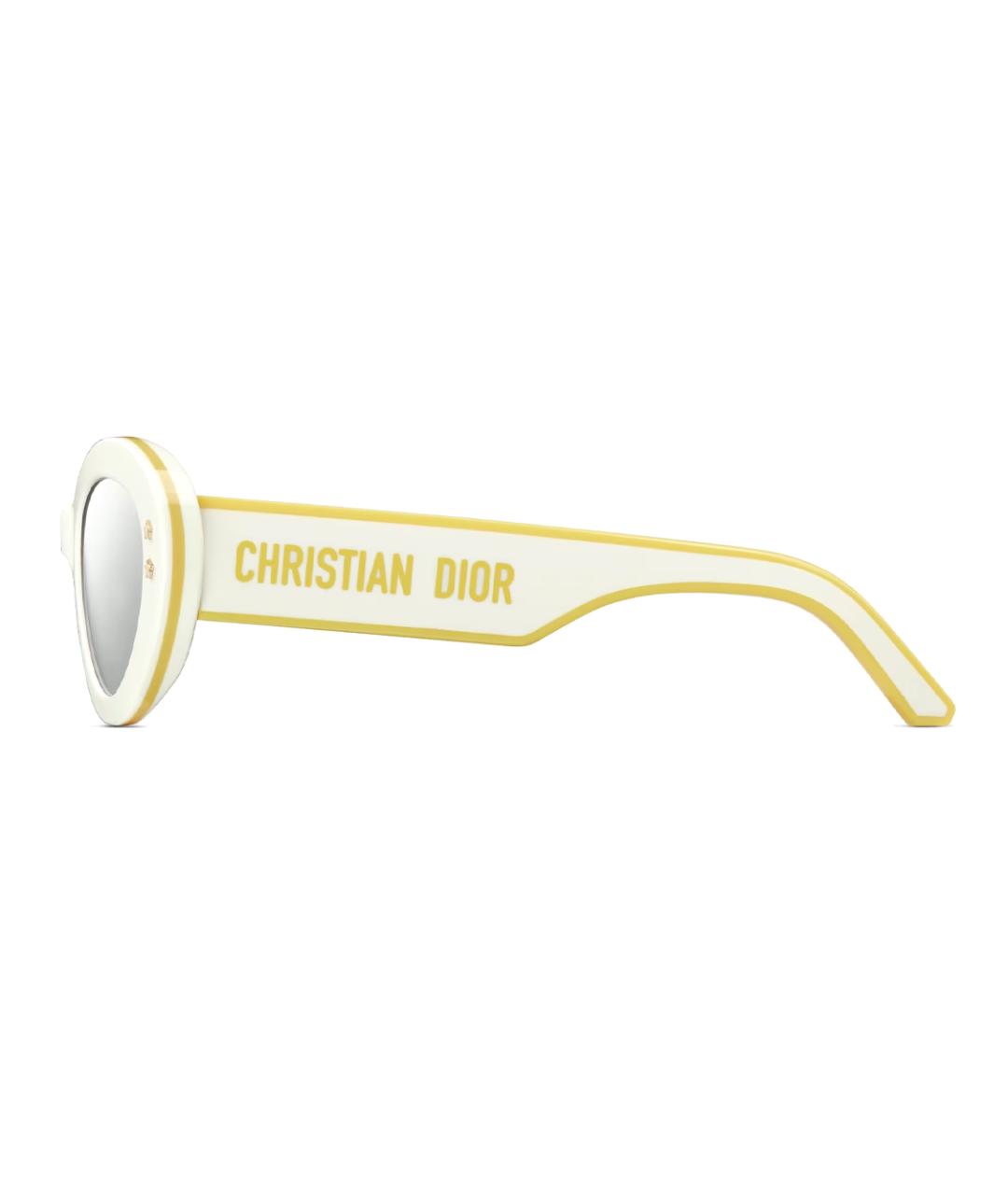 CHRISTIAN DIOR Белые пластиковые солнцезащитные очки, фото 3