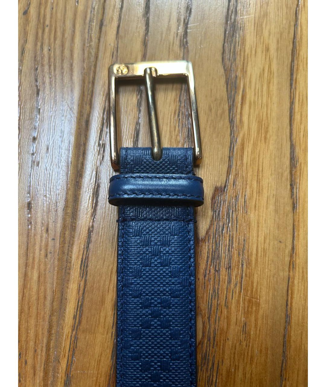 GUCCI Темно-синий кожаный ремень, фото 4