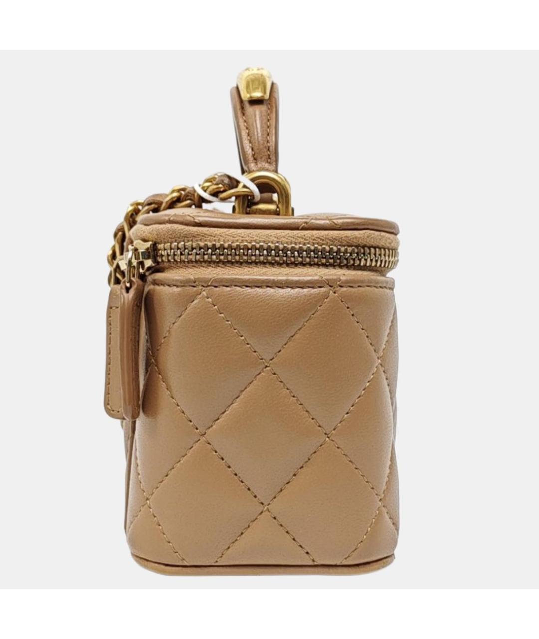 CHANEL Бежевая кожаная сумка через плечо, фото 3