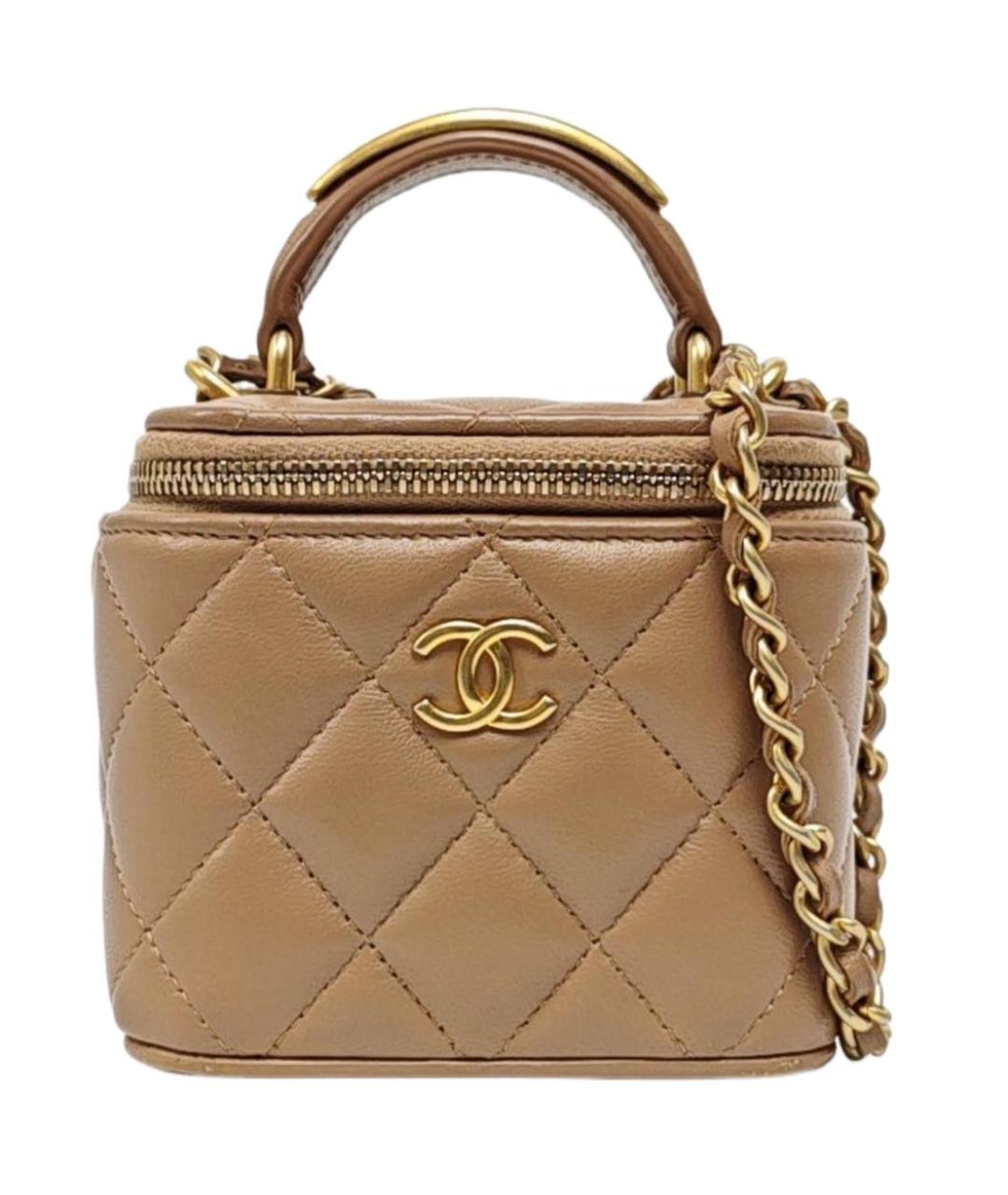 CHANEL Бежевая кожаная сумка через плечо, фото 9