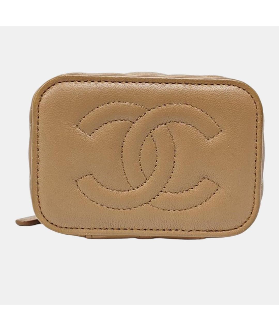CHANEL Бежевая кожаная сумка через плечо, фото 5