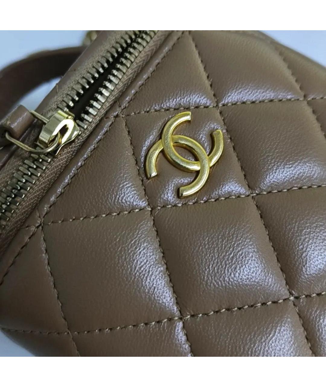 CHANEL Бежевая кожаная сумка через плечо, фото 6