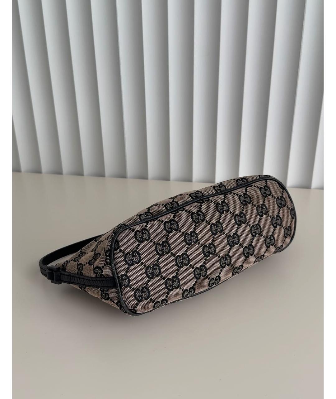 GUCCI Коричневая тканевая сумка с короткими ручками, фото 5