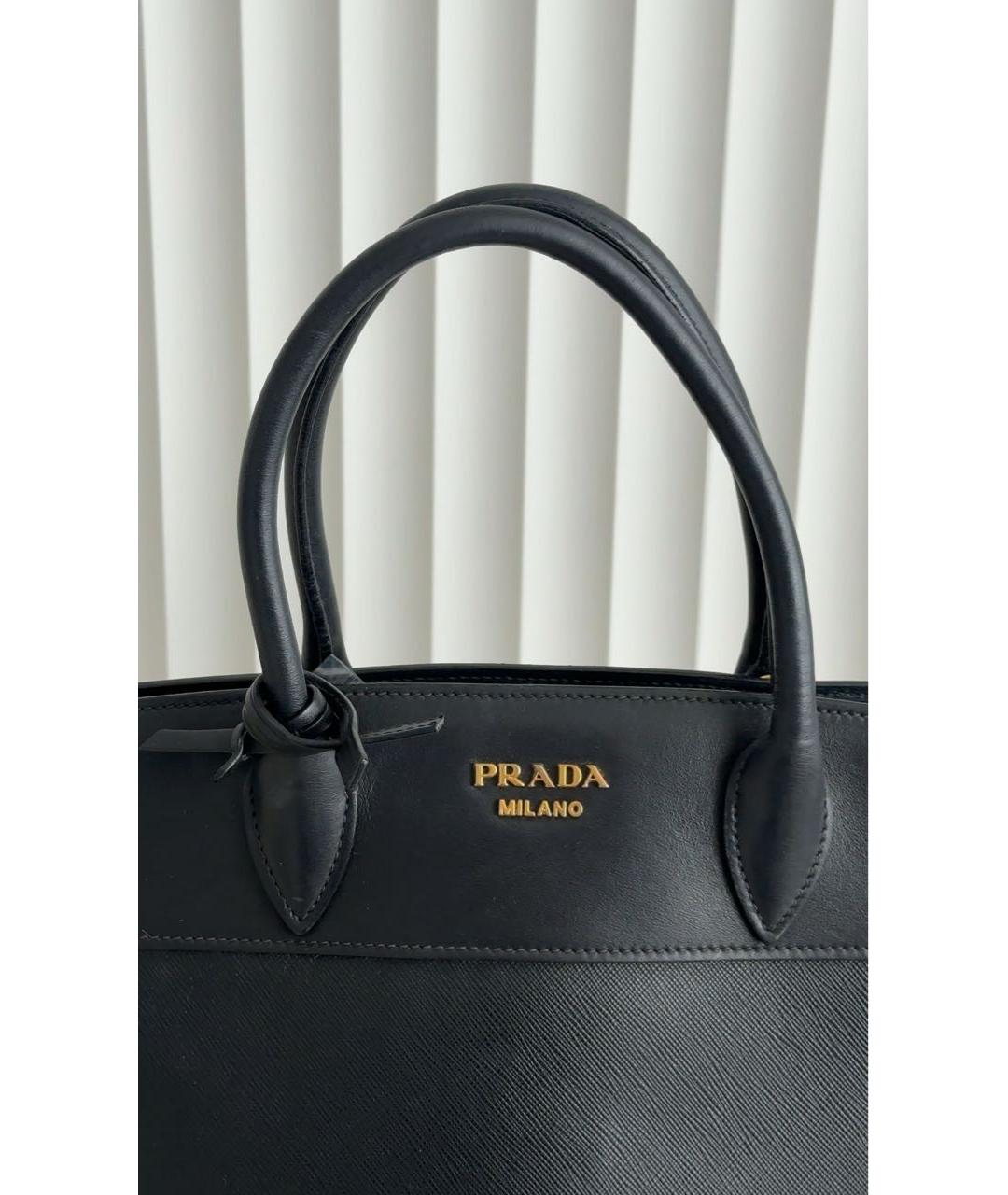 PRADA Черная кожаная сумка с короткими ручками, фото 7