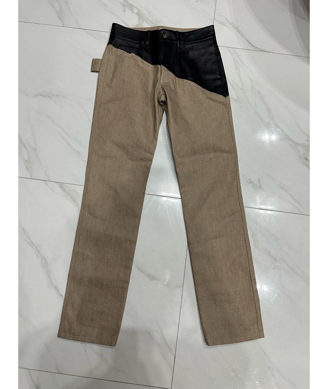 BOTTEGA VENETA Хаки хлопко-леновые прямые джинсы, фото 5