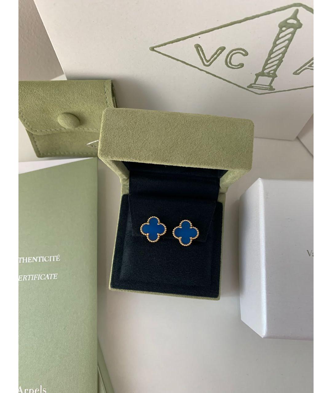 VAN CLEEF & ARPELS Синие серьги из желтого золота, фото 2