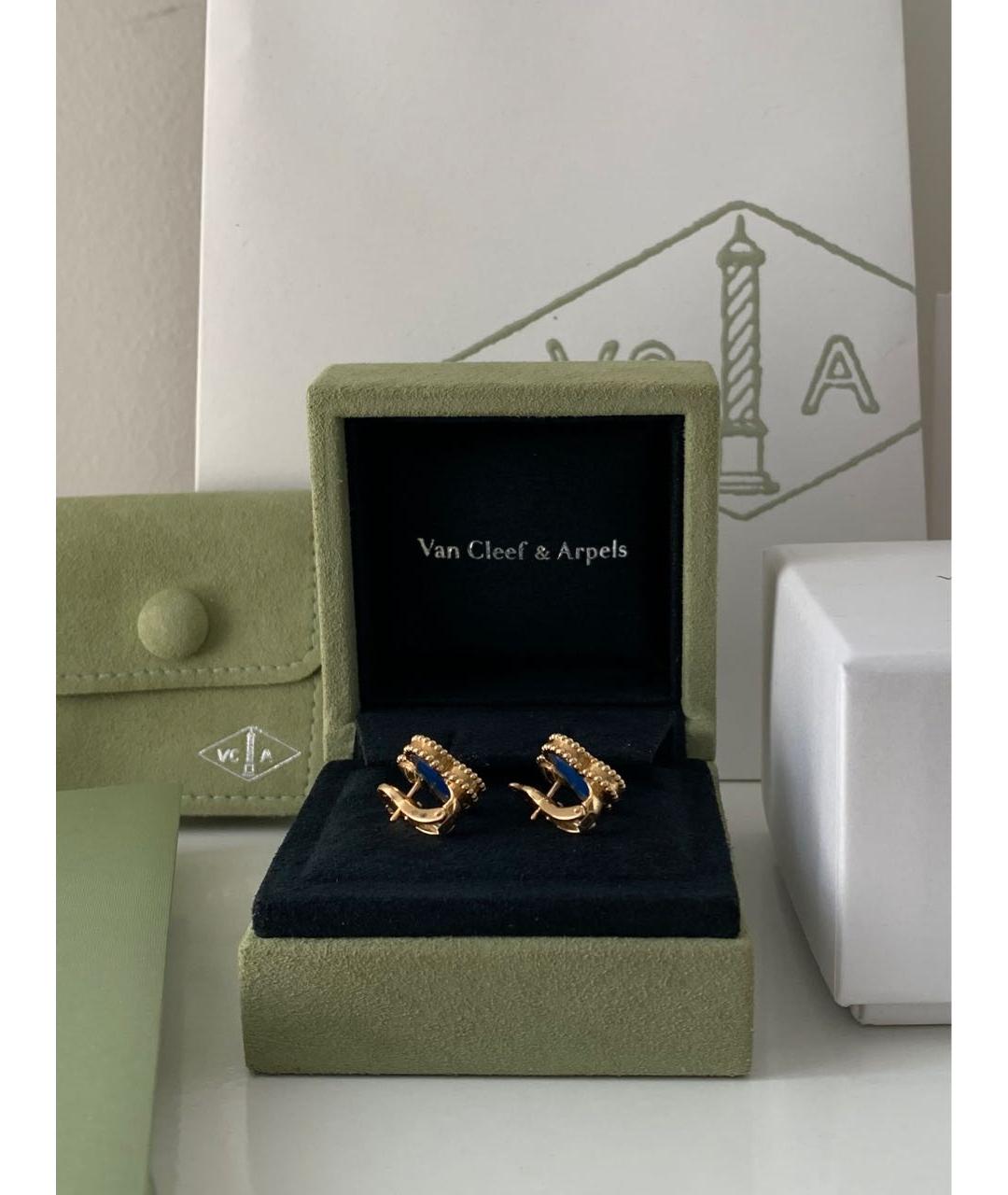 VAN CLEEF & ARPELS Синие серьги из желтого золота, фото 5