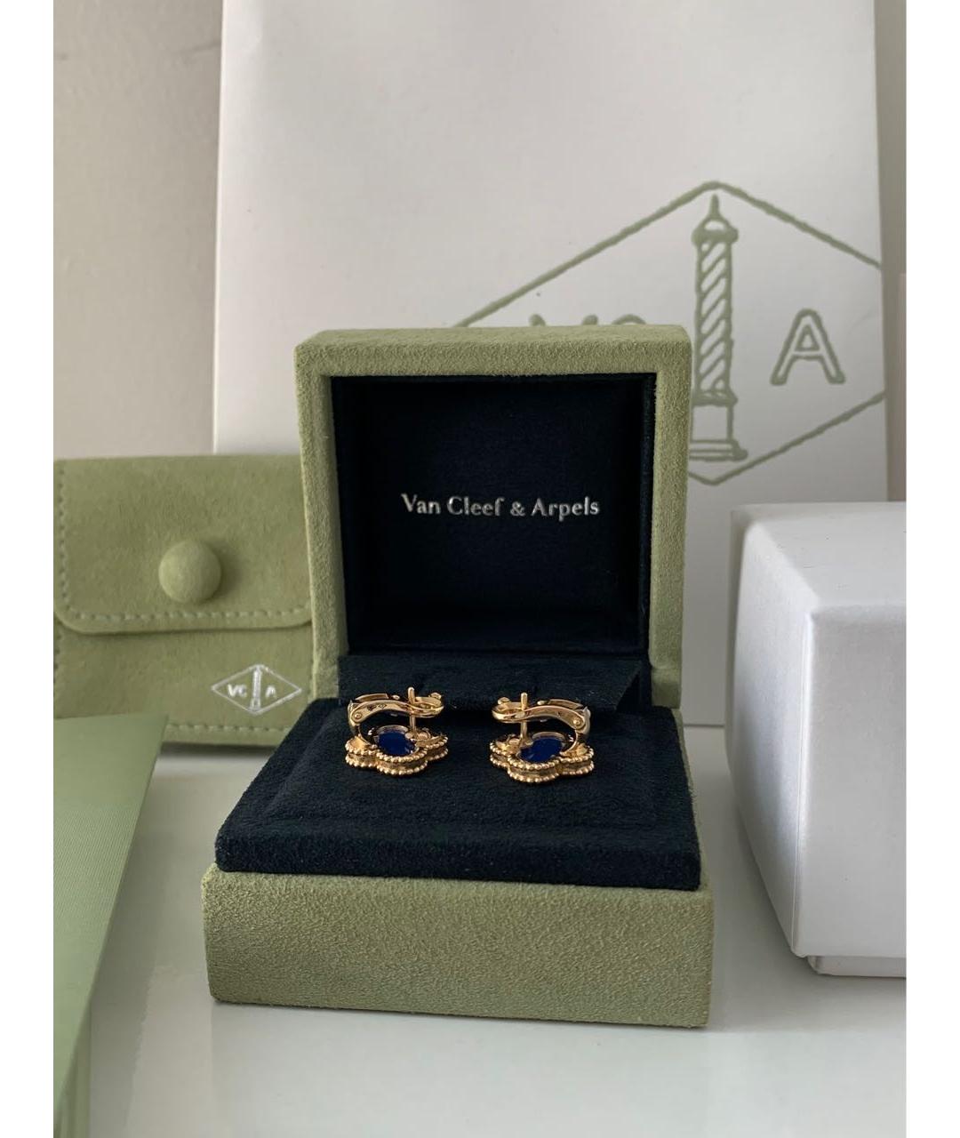 VAN CLEEF & ARPELS Синие серьги из желтого золота, фото 6