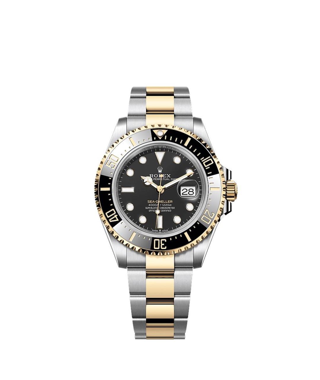 ROLEX Черные часы из желтого золота, фото 2