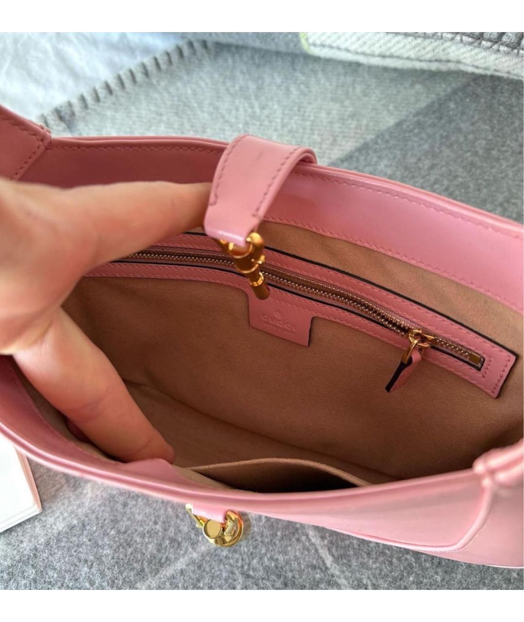 GUCCI Розовая кожаная сумка с короткими ручками, фото 5