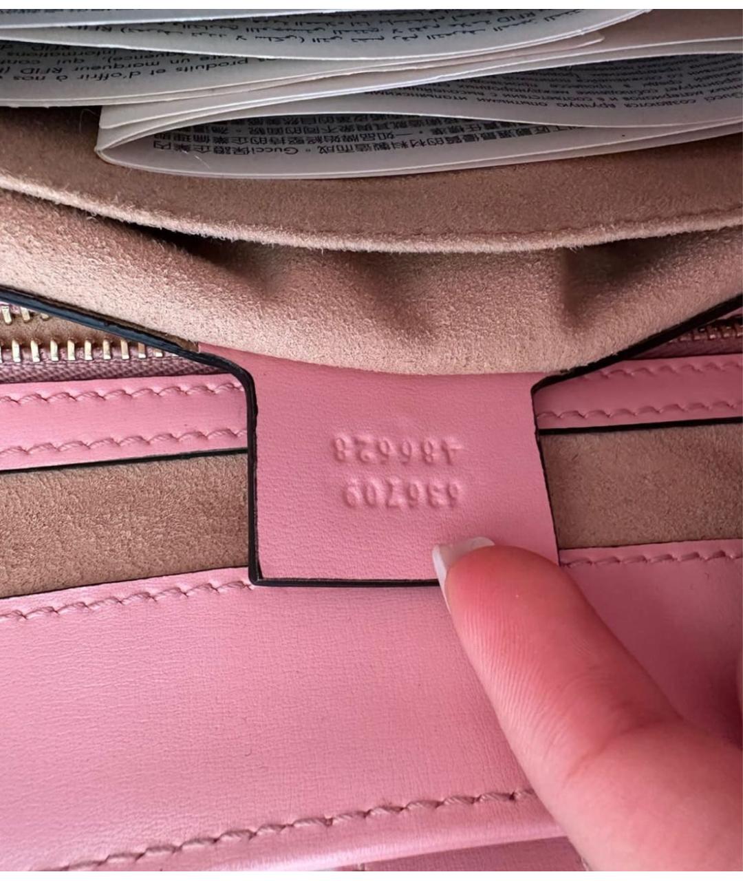 GUCCI Розовая кожаная сумка с короткими ручками, фото 6