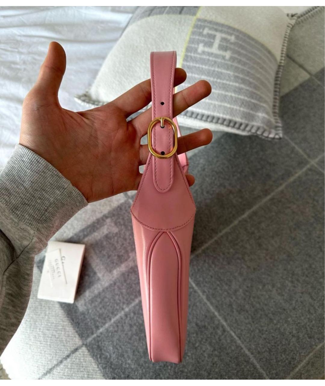 GUCCI Розовая кожаная сумка с короткими ручками, фото 4