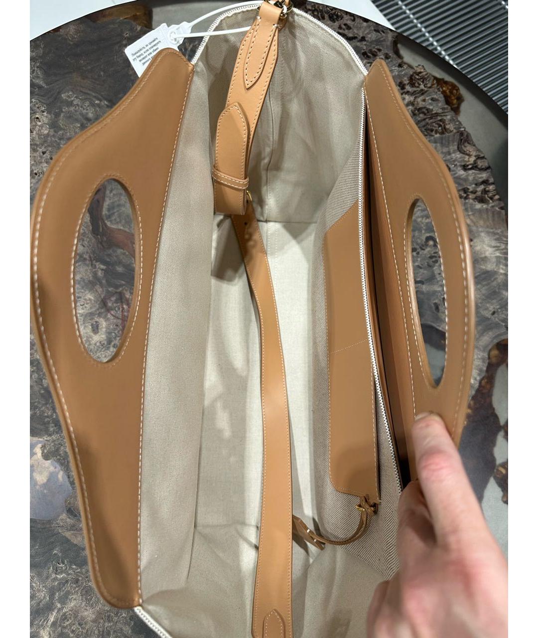 BURBERRY Бежевая тканевая сумка тоут, фото 3