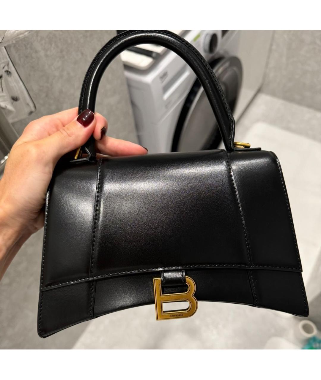 BALENCIAGA Черная кожаная сумка с короткими ручками, фото 5