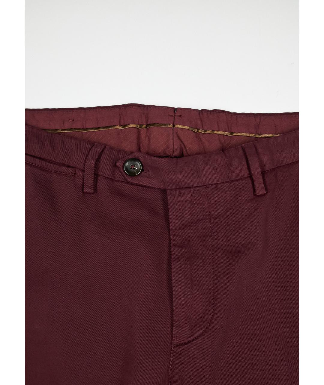 CORNELIANI Бордовые хлопко-эластановые классические брюки, фото 5