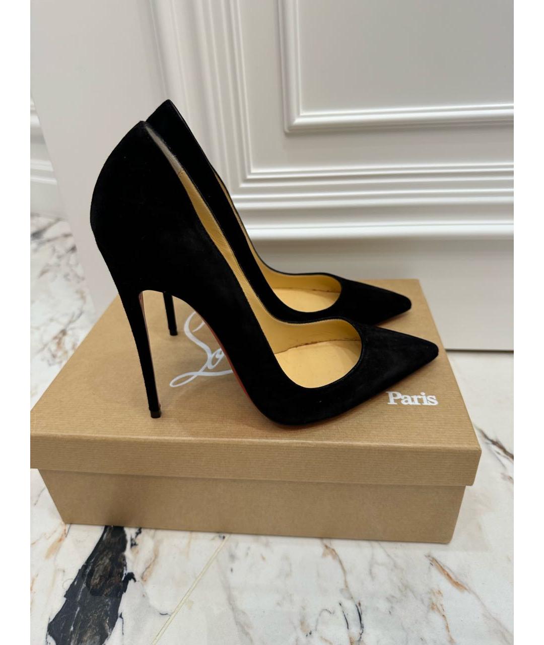 CHRISTIAN LOUBOUTIN Черные замшевые туфли, фото 8
