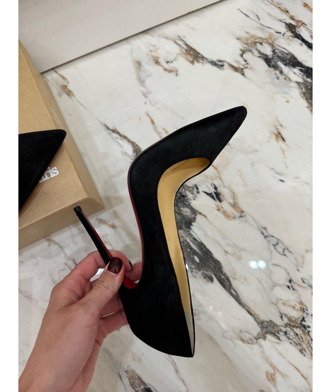 CHRISTIAN LOUBOUTIN Черные замшевые туфли, фото 7