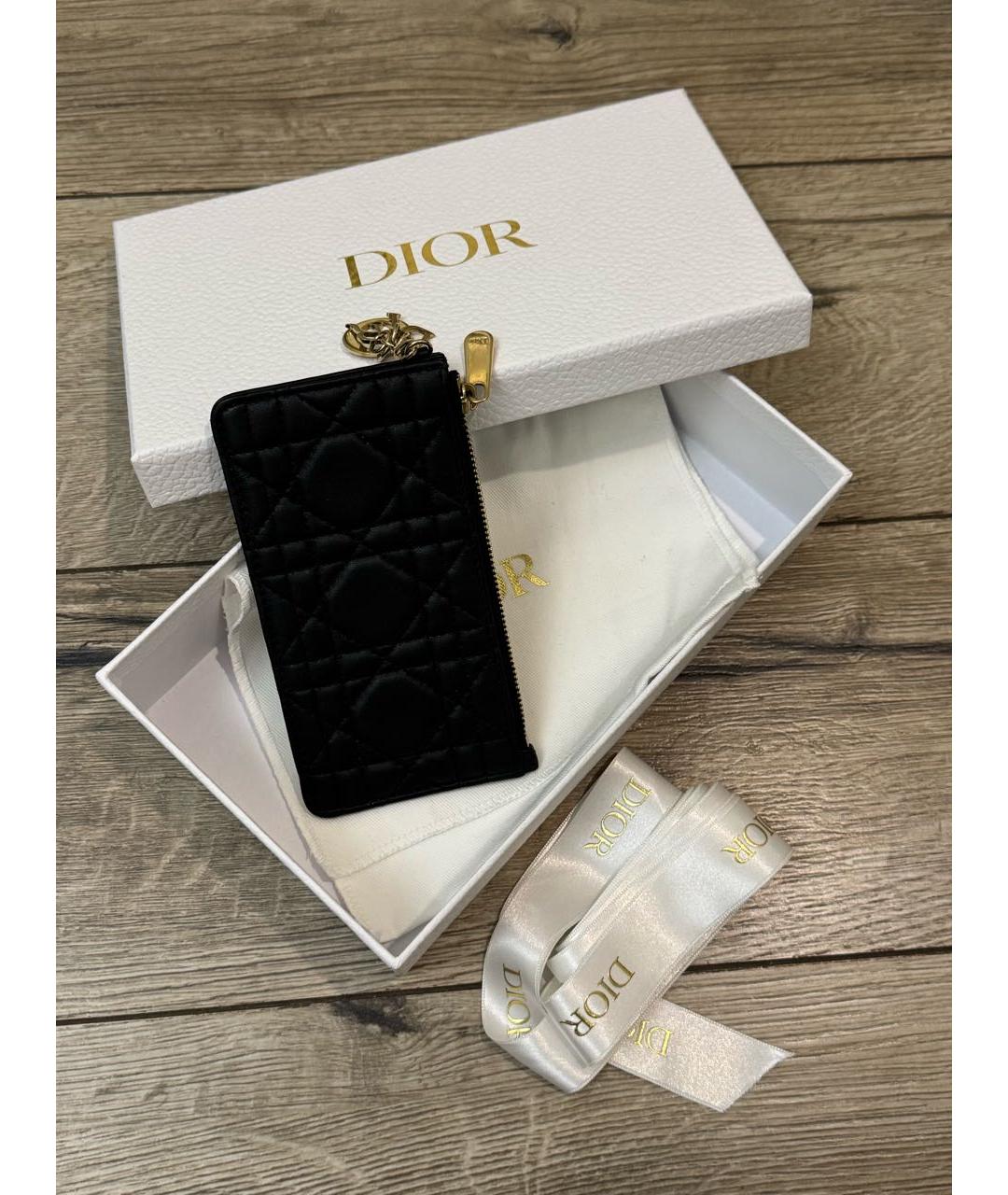 CHRISTIAN DIOR Черный кожаный кардхолдер, фото 2