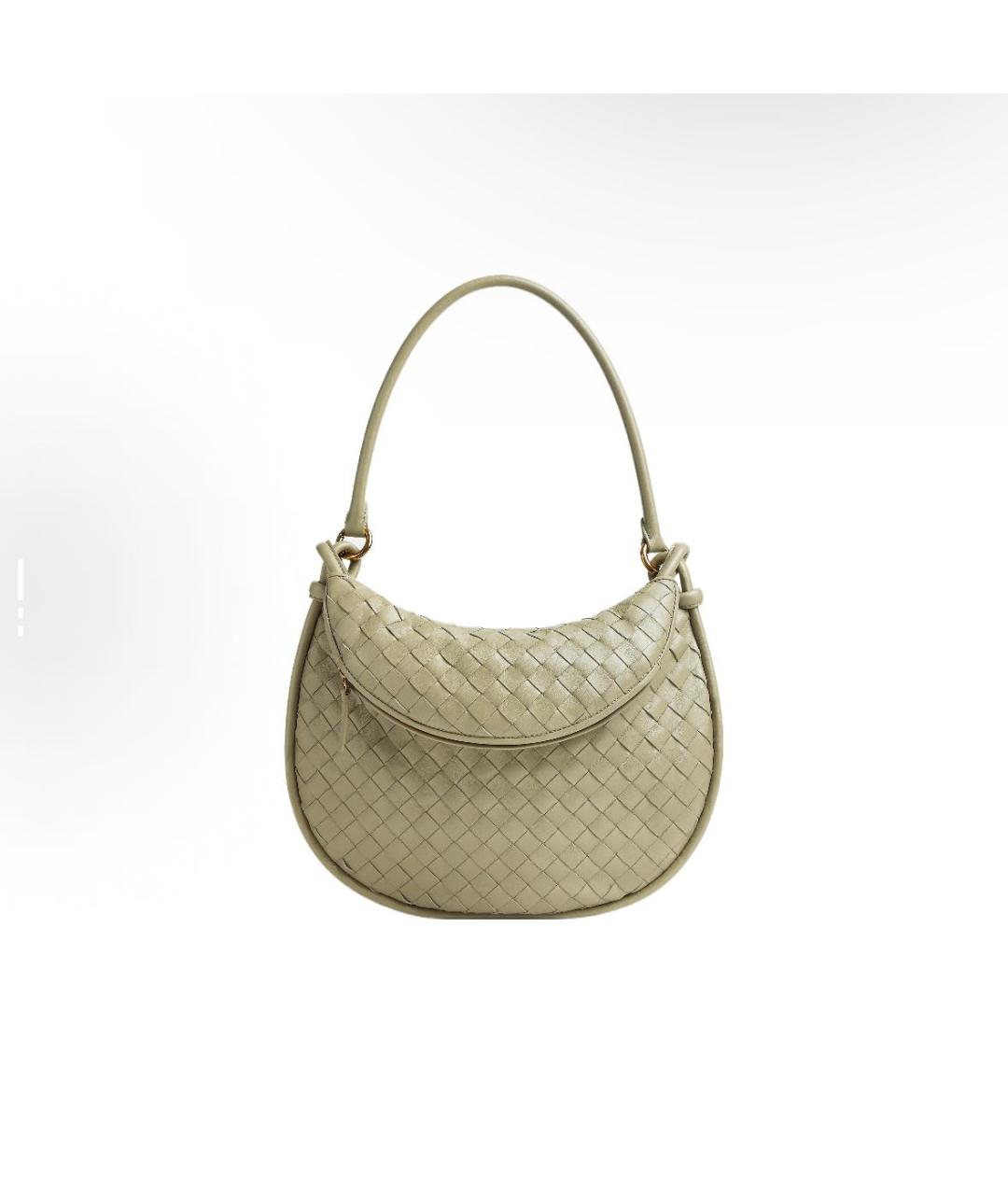 BOTTEGA VENETA Хаки кожаная сумка через плечо, фото 7