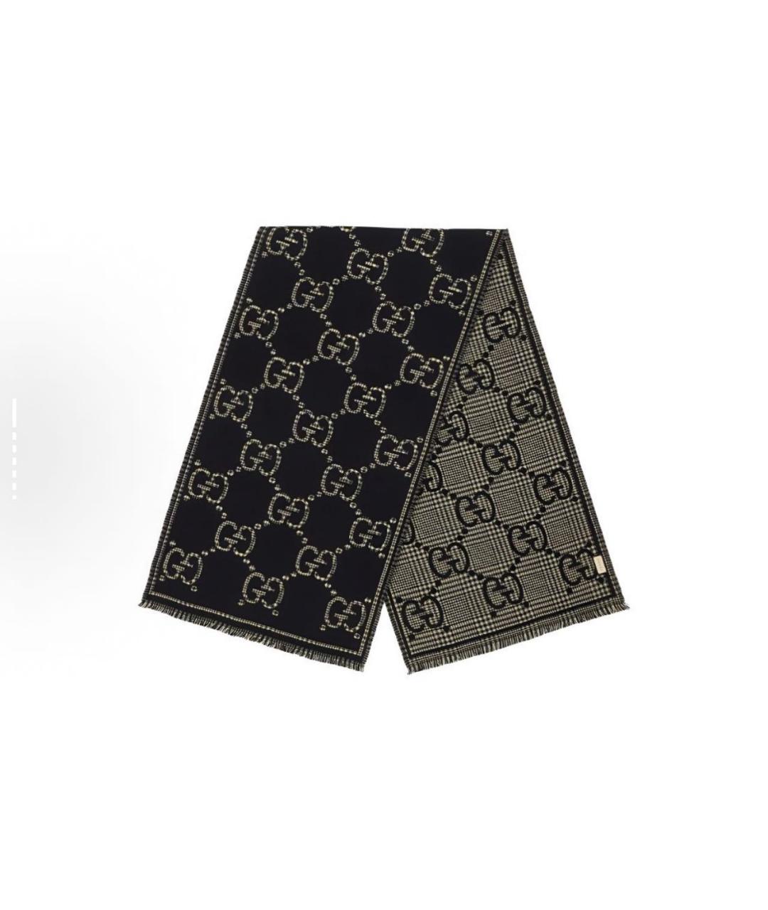 GUCCI Черный шарф, фото 3