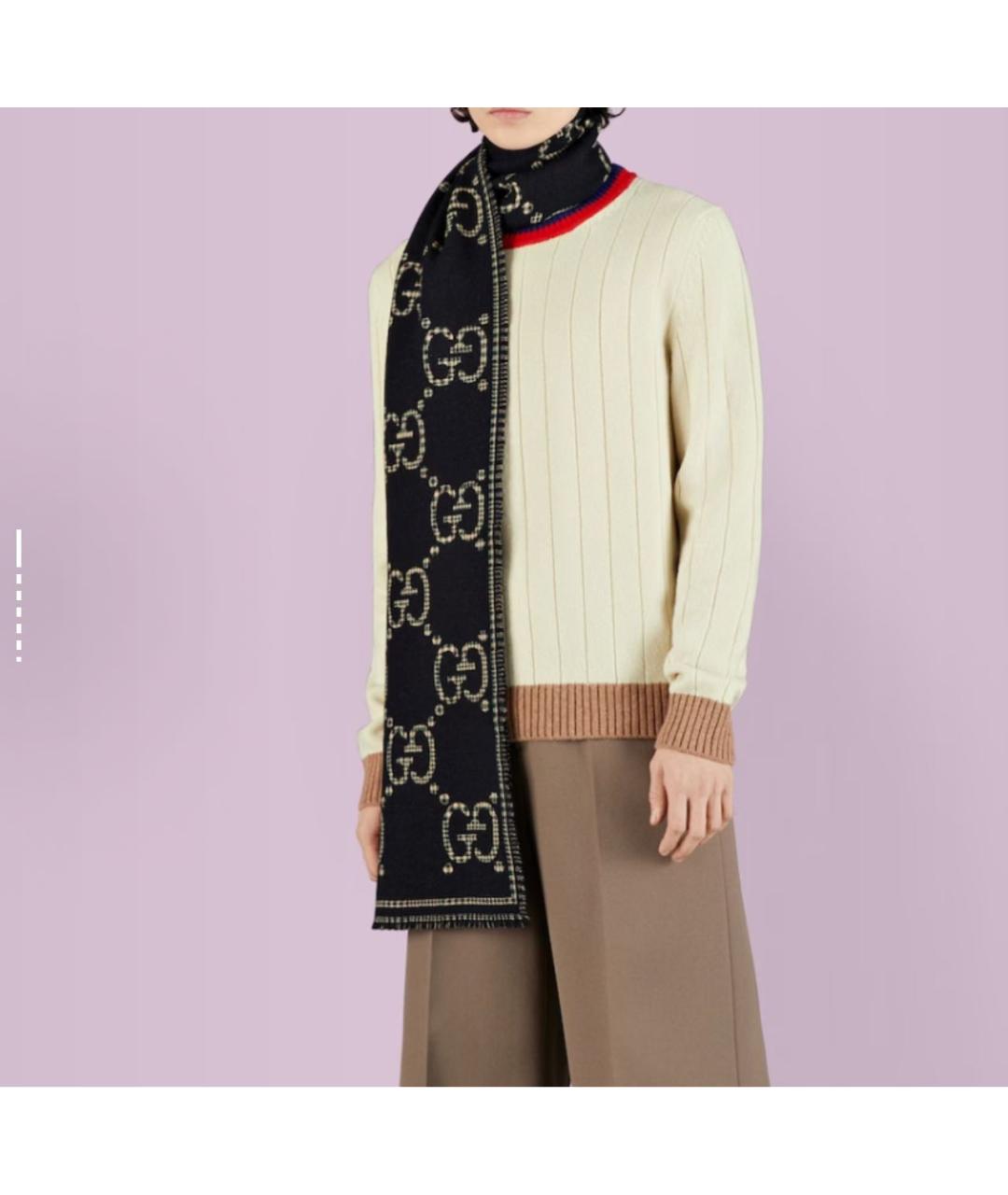 GUCCI Черный шарф, фото 4