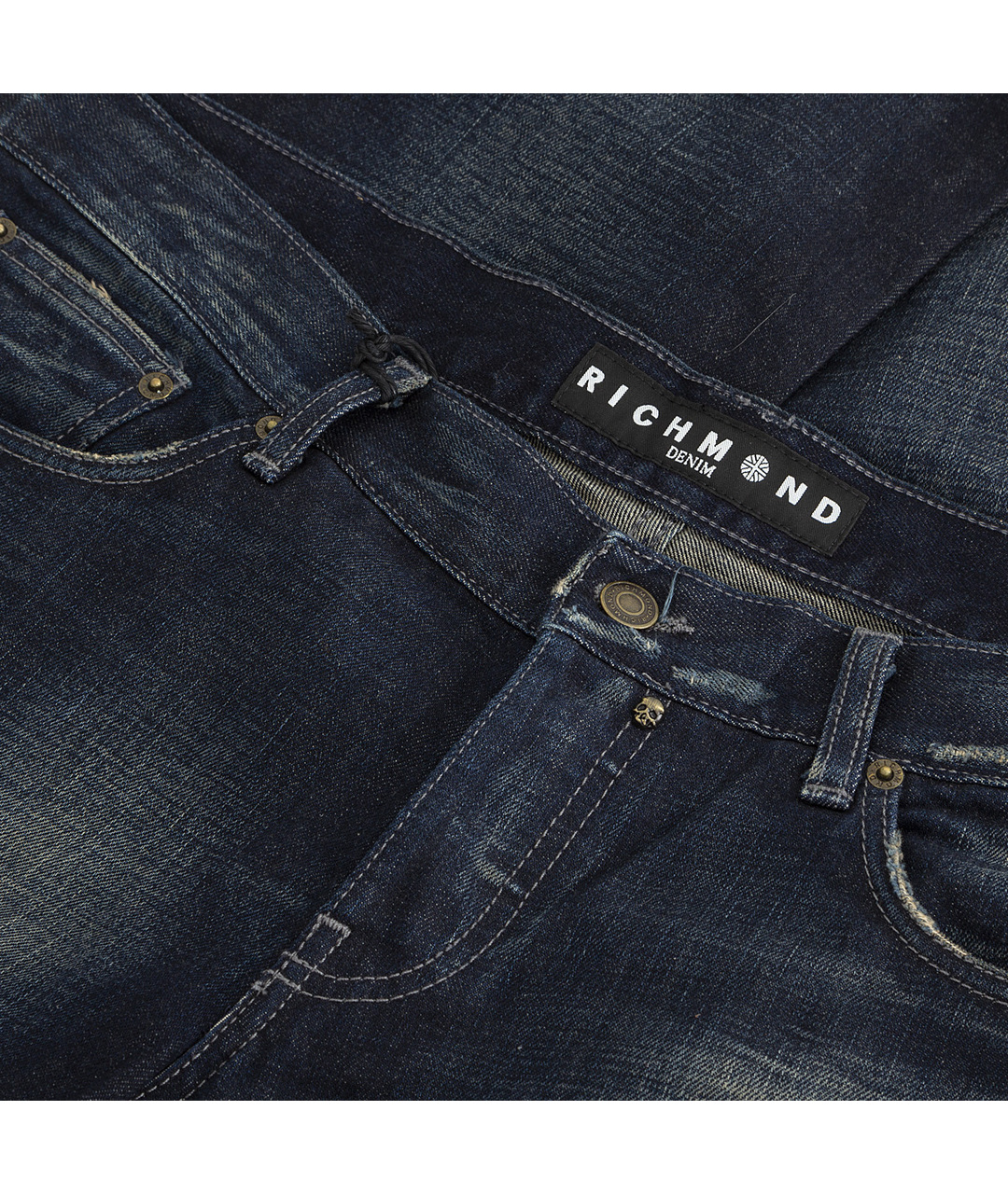 JOHN RICHMOND Темно-синие хлопковые джинсы скинни, фото 3