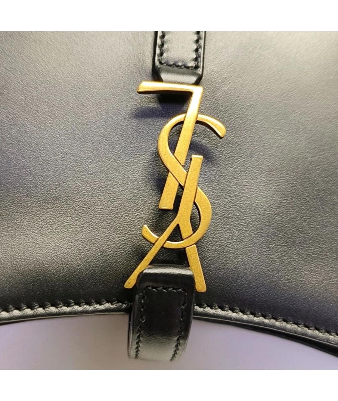 SAINT LAURENT Черная кожаная сумка с короткими ручками, фото 7