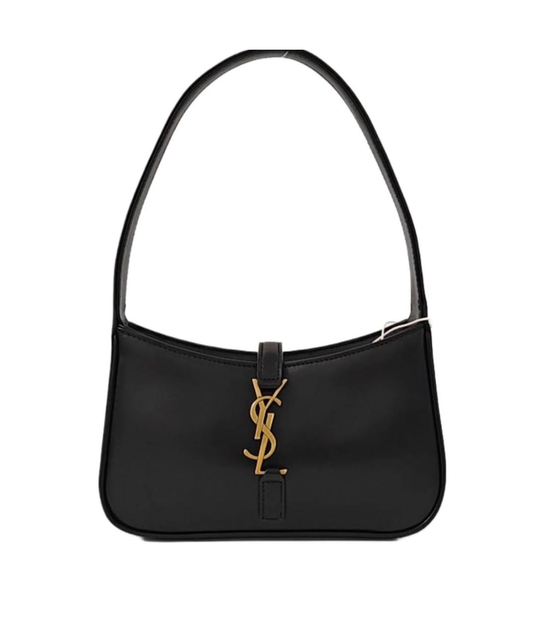 SAINT LAURENT Черная кожаная сумка с короткими ручками, фото 9