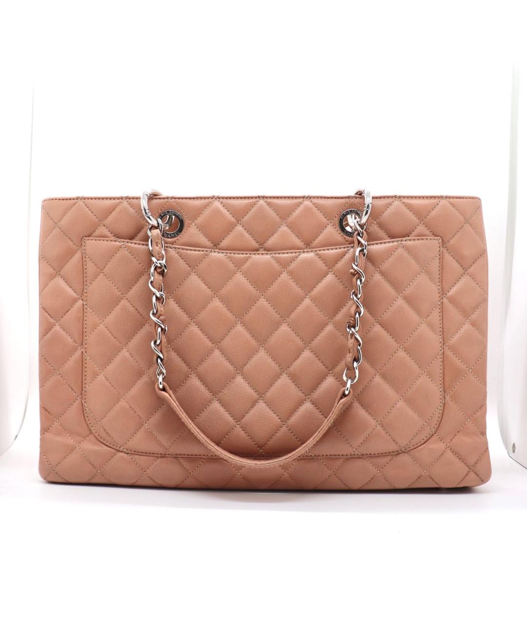 CHANEL Бежевая кожаная сумка тоут, фото 3