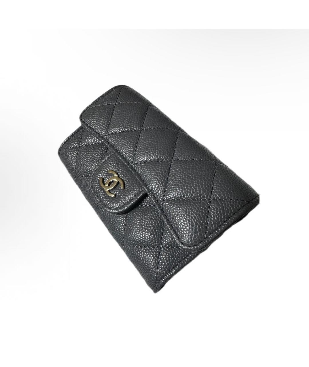 CHANEL Антрацитовый кожаный кошелек, фото 2
