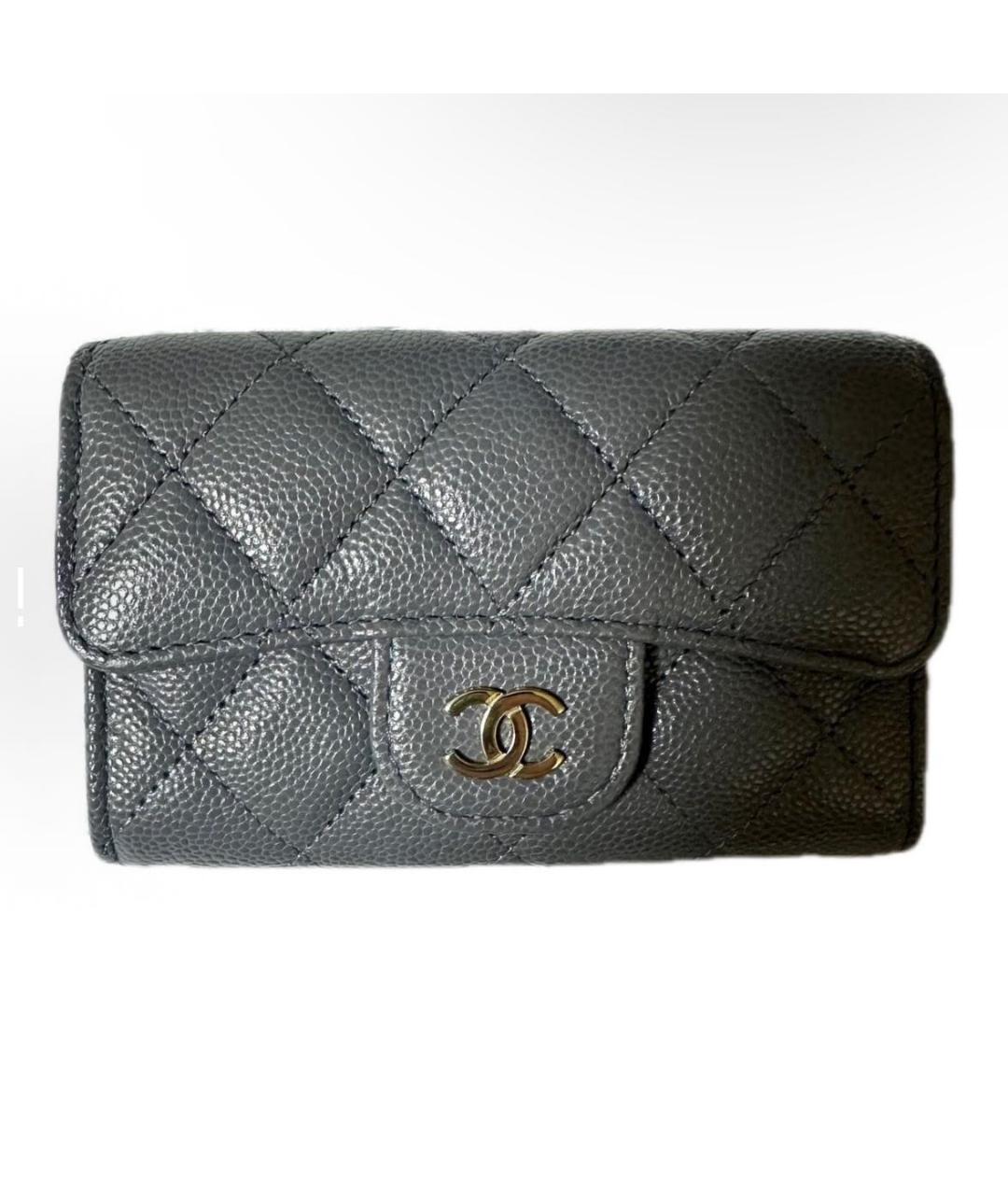 CHANEL Антрацитовый кожаный кошелек, фото 6
