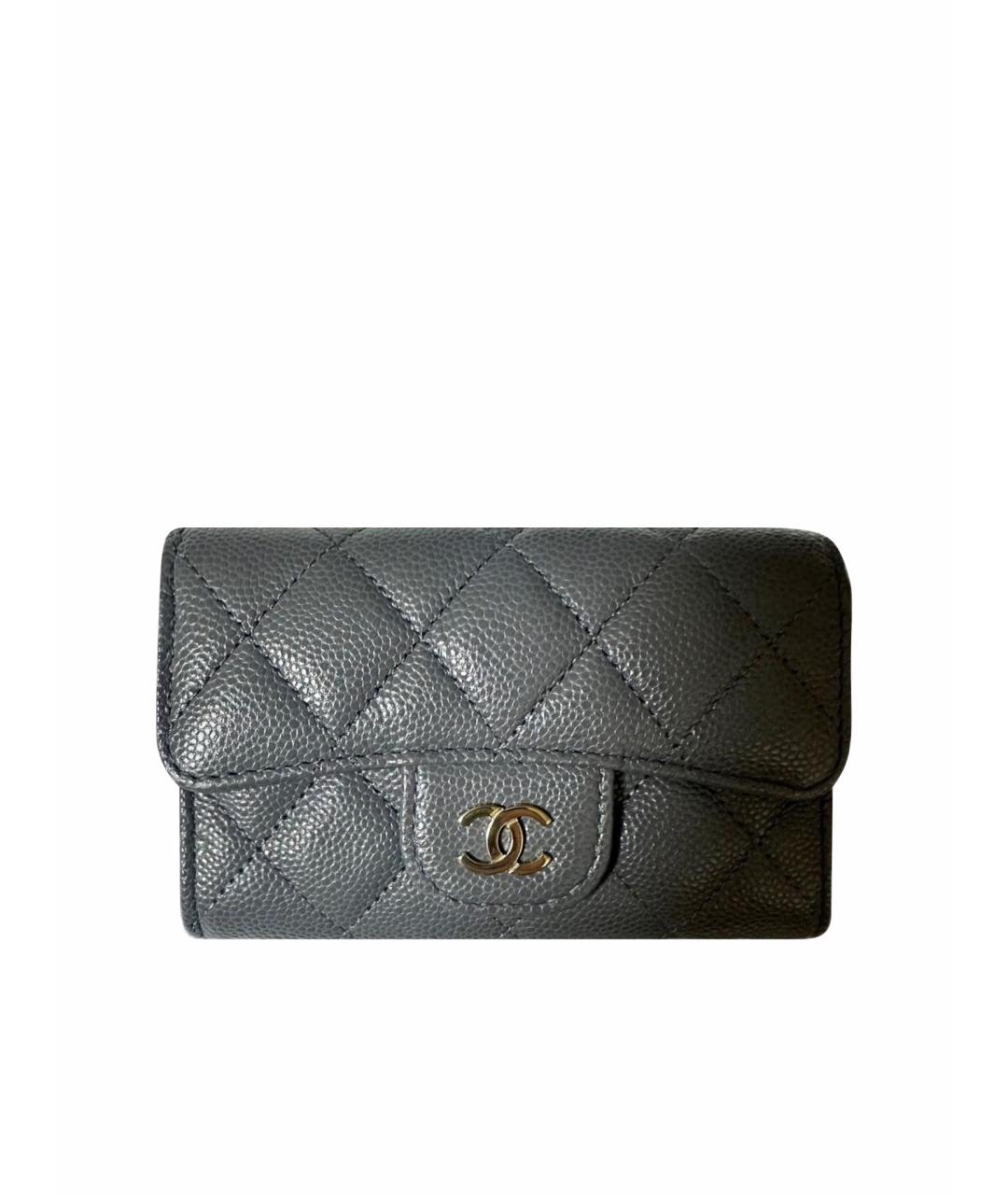 CHANEL Антрацитовый кожаный кошелек, фото 1