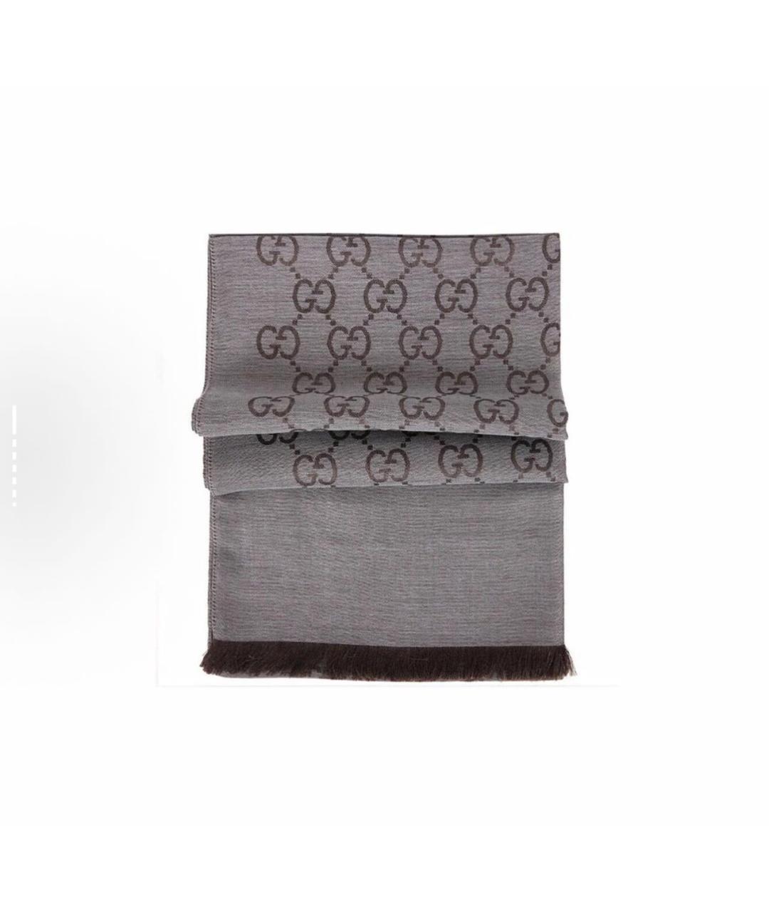 GUCCI Серый шарф, фото 3