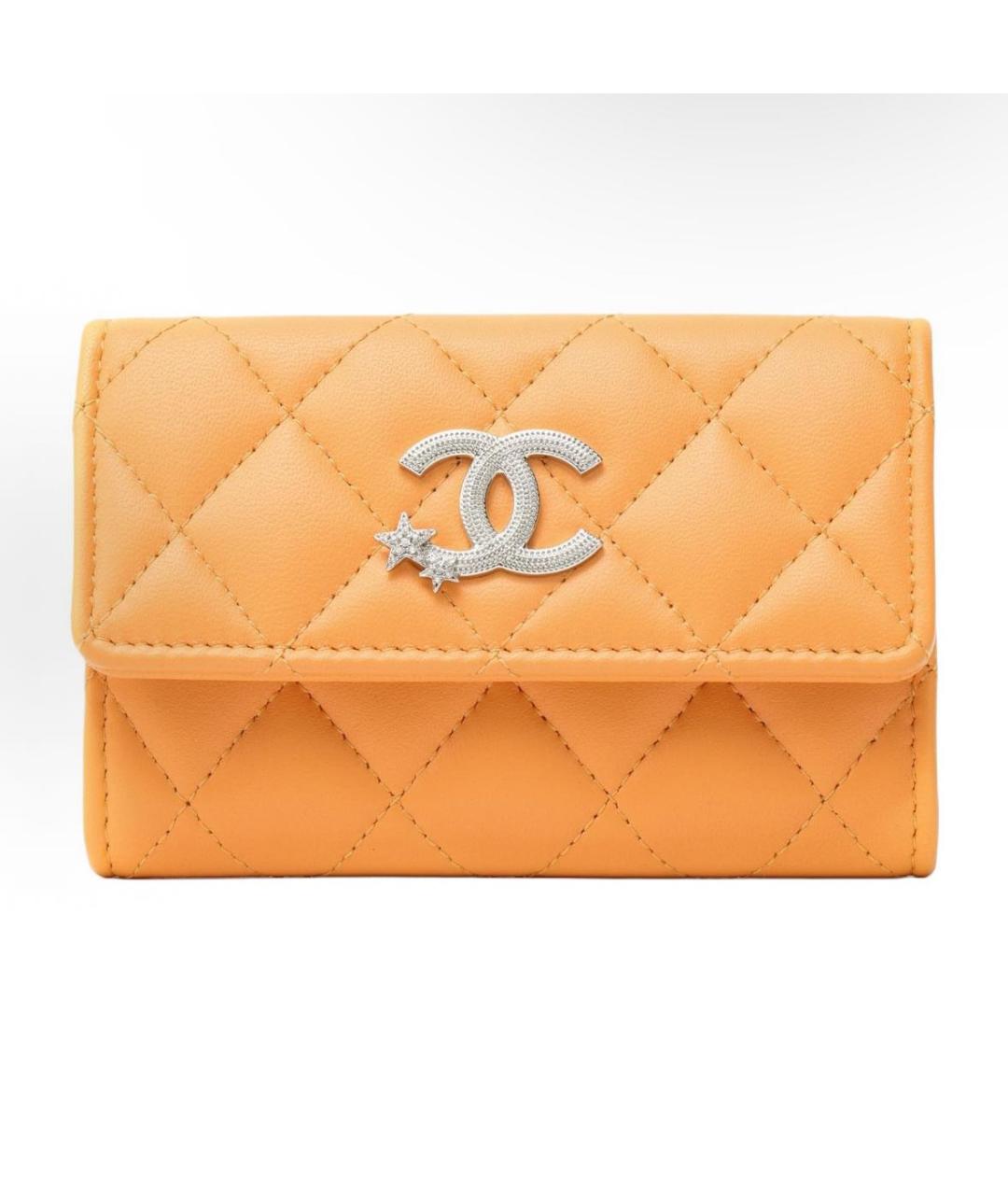 CHANEL Оранжевый кожаный кошелек, фото 6