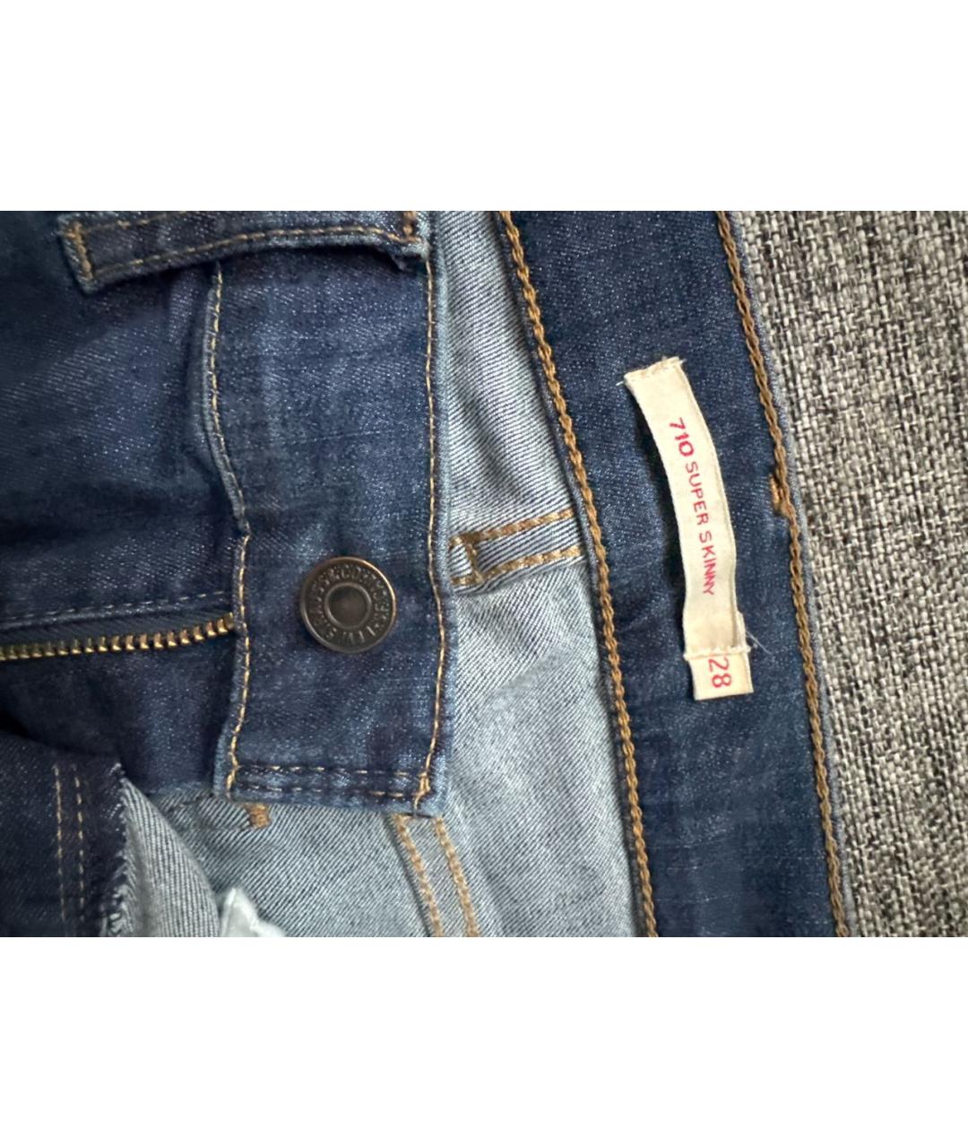 LEVI'S Синие хлопко-полиэстеровые джинсы слим, фото 5