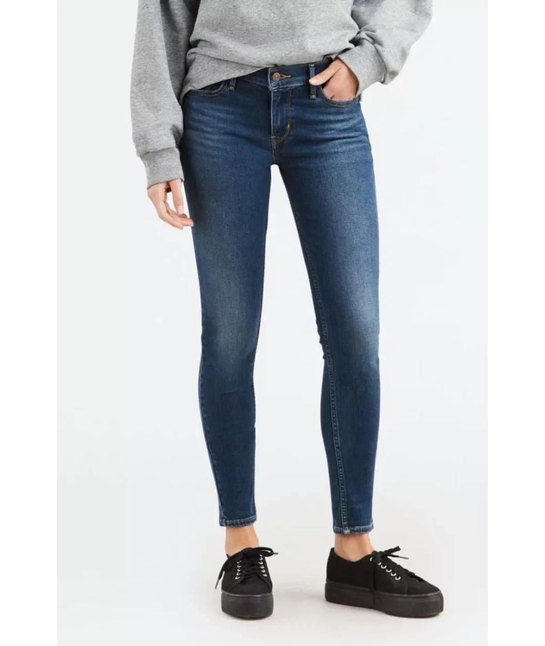 LEVI'S Синие хлопко-полиэстеровые джинсы слим, фото 2