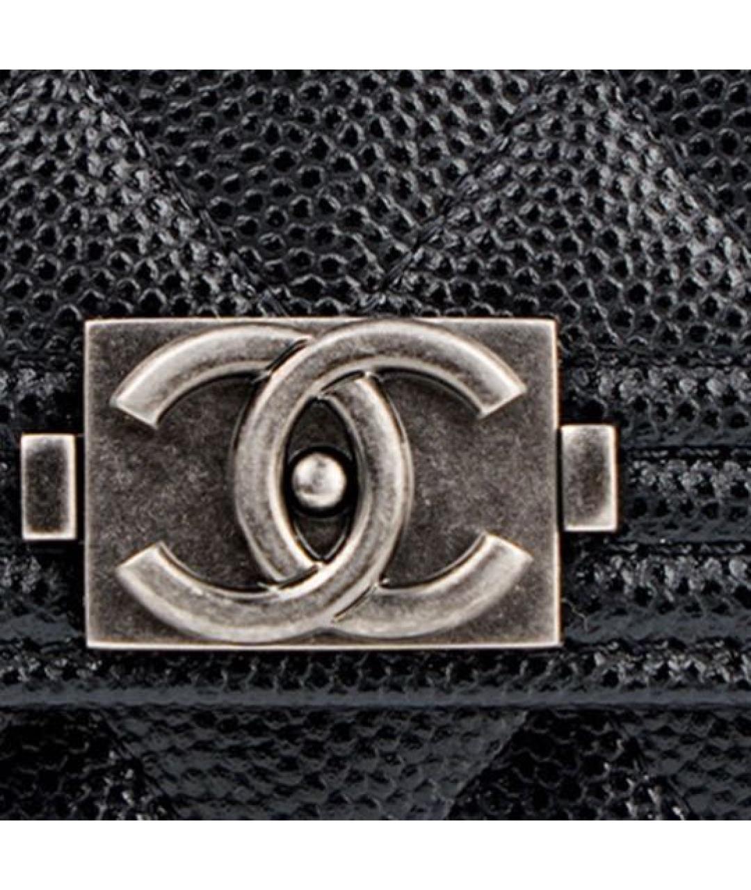 CHANEL Антрацитовый кожаный кошелек, фото 4