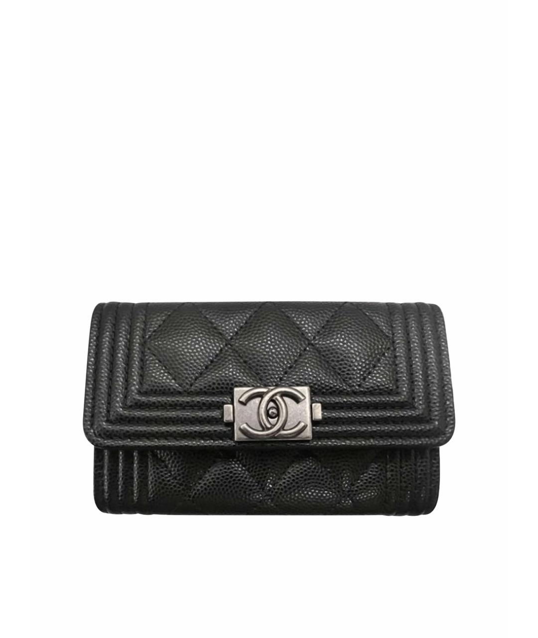 CHANEL Антрацитовый кожаный кошелек, фото 1