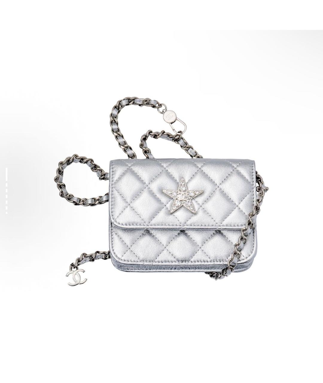 CHANEL Серебряная кожаная сумка через плечо, фото 5