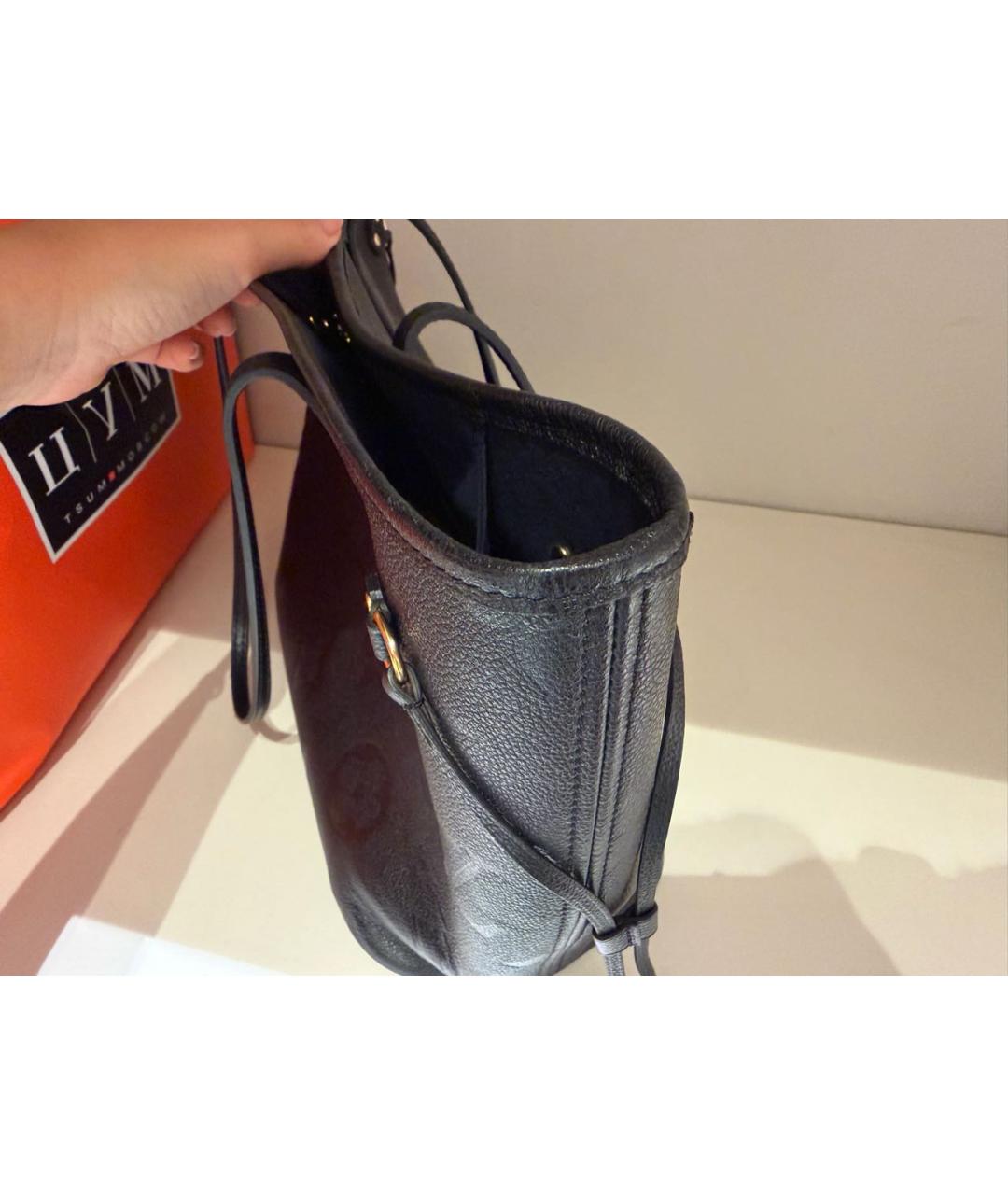 LOUIS VUITTON Черная кожаная сумка тоут, фото 5